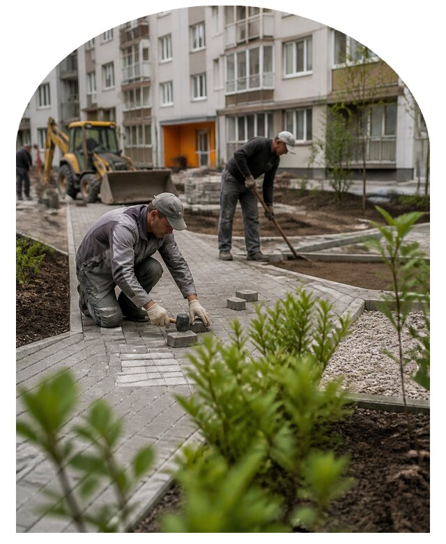 Благоустройство двора многоквартирного дома в Махачкале